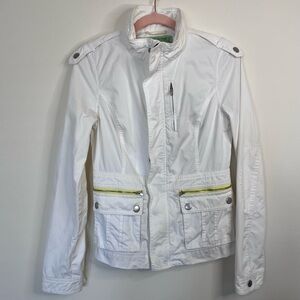 Free People Trench Jacket Size 4 White Vintage Y2K Utility